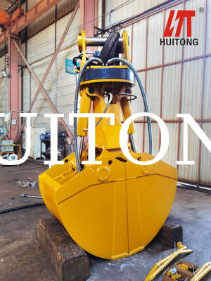 Fornecimento de fábrica Excavadora Hidráulica Rotativa Clamshell Balde HUITONG Material Q355B de alta qualidade 11-16Ton 0,6-0,8m para re-manuseio de material / Escavação de fundações / Carregamento e descarregamento de embarcações