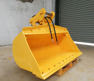 Balde de escavadeira inclinável vermelho e amarelo personalizado com abertura ajustável