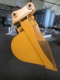 Balde de escavadeira inclinável vermelho e amarelo personalizado com abertura ajustável