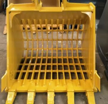 Balde de esqueleto de escavadeira amarelo / preto para limpeza e peneiração de valas com Hardox450/500 Q355B