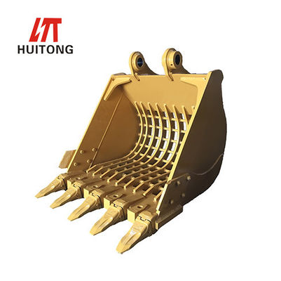 Balde de esqueleto de escavadeira amarelo / preto para limpeza e peneiração de valas com Hardox450/500 Q355B