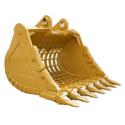 Balde de esqueleto de escavadeira amarelo / preto para limpeza e peneiração de valas com Hardox450/500 Q355B
