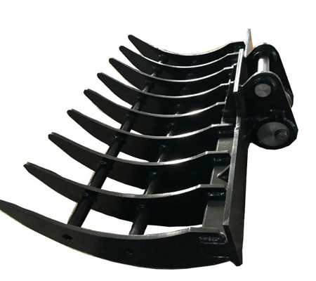 Acero preto / verde Pincel Rake Excavator Anexo Sharp Tines Construção pesada